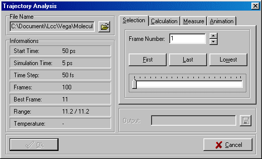 Trajectory Analysis dialog box