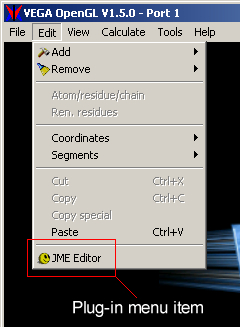 Plug-in menu item