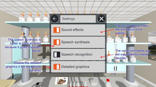 Settings menu