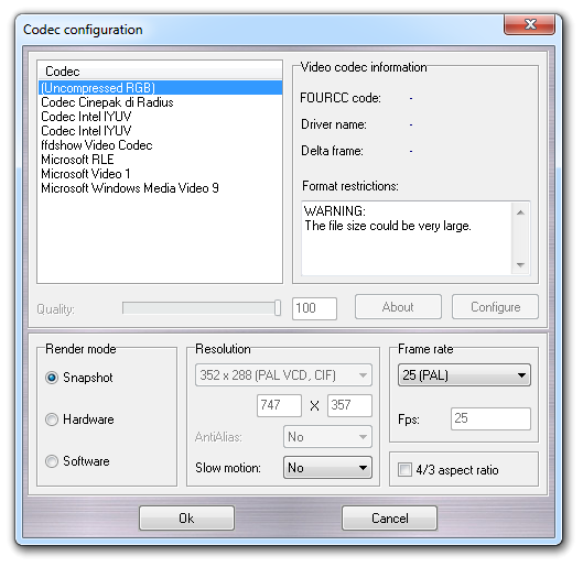 Codec configuration