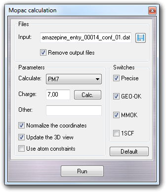 Mopac calculation