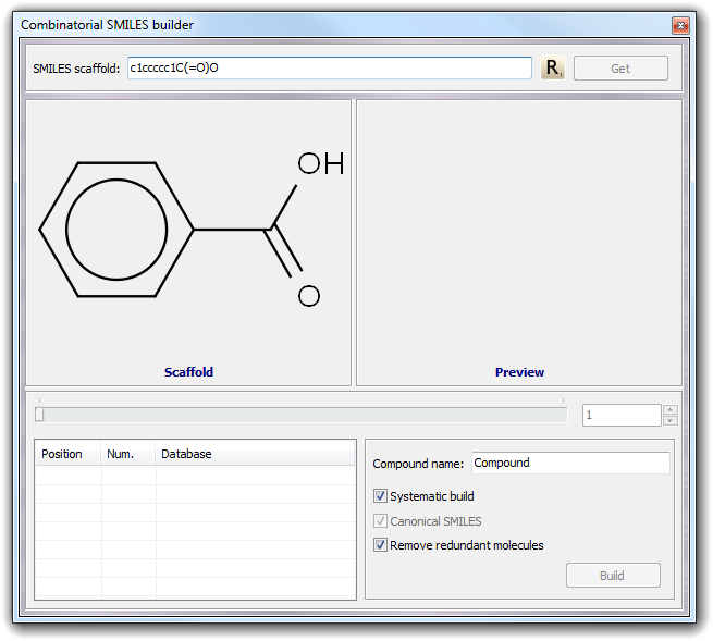 Combinatorial SMILES editor