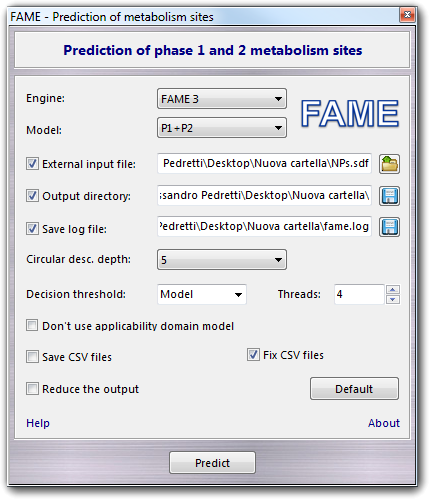 FAME main window