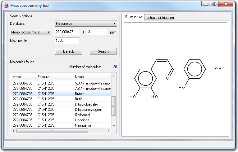 Main window of Mass Spectrometry Tool