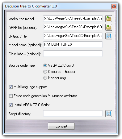 Decision treeto C converter